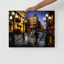 Rainy Night in Olde Town - Print on Canvas