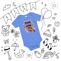 Colorful Raccoon - Baby short sleeve one piece