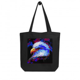 Colorful Eagle Painting on an Eco Black Tote Bag